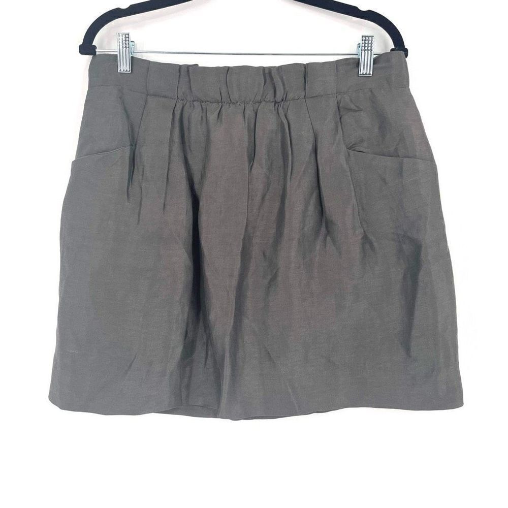 Vintage J. Crew Linen Silk Blend Skirt Pockets Gray Size 8 medium